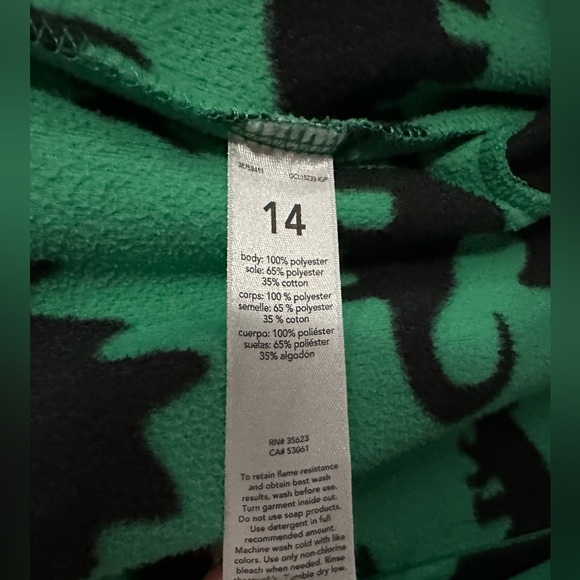 Carter's: Youth Fleece Footed Onesie- Size 14 with Dinosaur Design - Picture 7 of 7